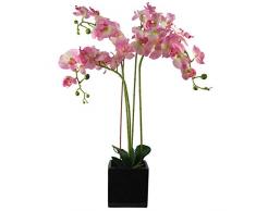 Orchidea artificiale a foglia, Materiali vari artificiale, rosa chiaro, 90 cm