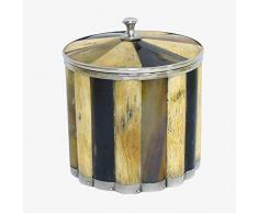 Better & Best - Secchiello per ghiaccio in asta e metallo, rotondo, basso, tricolore nero, marrone e crema, dimensioni 18 x 18 x 21 cm