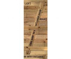 Trompe l oeil Porta Adesivo Legno lordo Container Decorazione da Parete, polivinilcloruro, Marrone, 83 x 0,1 x 204 cm