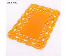 DiKasa TOVAGLIETTA Colazione Feltro Arancio CM 30X45 Set 4 Pezzi