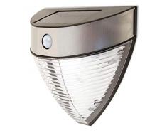 VELAMP Armour Applique a Ricarica Solare Super Luminosa 220 Lumen con rilevatore di Movimento. Senza Cavo. IP44: per Esterno: Balcone, Giardino, terrazzo, Muro, Grigio