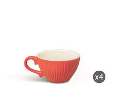 Excelsa Parisienne Set 4 Tazze da ThÃ¨, Porcellana, Rosso
