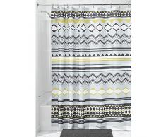 InterDesign Aztec Tenda da doccia con asole rinforzate, Tende doccia tessuto idrorepellente in poliestere con motivo azteco di dimensioni 183,0 cm x 183,0 cm, grigio/giallo scuro