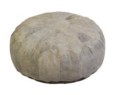 Jute & Co POUFPE8020BRU Pouf Rotondo, Pelle, Brunito, 80 x 80 x 20 cm