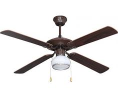 Bastilipo Sitges ventilatore da soffitto con luce E27, 60Â W, Noce, 132Â x 47Â cm