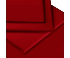 Linens Limited - Lenzuolo in Percalle di Policotone, 180 Fili, per Letto Singolo, Colore: Rosso