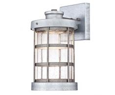 63478 Apparecchiatura da parete da esterno LED a luce singola, finitura in acciaio galvanizzato con vetro a bolle trasparente