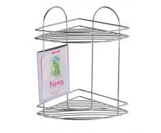 MENSOLA ANGOLARE 2 RIPIANI IN ACCIAIO CROMATO 22 x 22 x 34,5 cm CROMO LINEA FRANCY