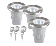 Set di Faretti Segnapassi Smartwares 5000.158 Todi, 3 pezzi, 12 V, Acciaio inox, LED, 3 pezzi