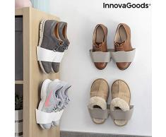 InnovaGoods - Scarpiera Adesiva ShÃ¶elf, 4 Paia, Colore: Bianco, Grigio, 25,5 x 7,5 x 7 cm