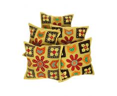 RAJRANG Decorativa Cuscino Patch Lavoro Verde Cotone Cuscino Copertura 5 Stuck Set