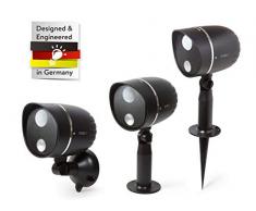 Technaxx Lampada LED Nera a batterie per Esterni e sensore PIR Che rileva Il Movimento, Nero