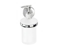 Wenko 22179100 Cuba - Dispenser di sapone, in acciaio Inox e vetro, 20 x 15 x 15 cm, colore: Argento/Bianco