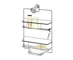 iDesign Everett Portaoggetti Appendere, Portasapone Metallo con 2 Ripiani, Asta per Asciugamani e portarasoi, Scaffale Doccia per Shampoo e Sapone, Nero Opaco, 39,4 cm x 10,5 cm x 64,0 cm