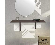 L:A:S Laser Art Style Consolle Ingresso Moderno, Marrone-Panna-Incisione Legno, 90X30 H45 CM