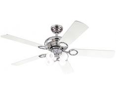 78753 Helix Fusion Four-Light 132 cm ventilatore a soffitto per interni a cinque pale, finitura cromo con vetro opalino effetto ghiaccio