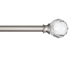 AmazonBasics - Bastone per tende, 1,6 cm, con elementi decorativi a forma di palla sfaccettata, 71 cm, Trasparente