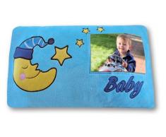 ZEP Cuscino Baby Cornice portafoto, in Microfibra, Azzurro