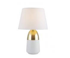 Lighting Collection, Lampada da tavolo, Ottone spazzolato e base bianca, n/a