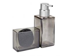 InterDesign Casilla Pompa Dispenser Sapone con Portaspugna per Ripiano Cucina, Grigio, 7x17.1x19.1 cm