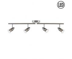 Britalia VAS1002LED Vasari - Faretto moderno in cromo satinato, 4 lampadine LED GU10 incluse, montaggio a parete o a soffitto, acciaio dolce di alta qualitÃ , 4,6 W