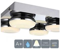 Aurolite moderna a LED da soffitto, cromo lucido, 4Â x 5Â W 2300LM 4000Â K bianco neutro, IP44, ideale per soggiorno, bagno, cucina, camera da letto, 2018Â New Edition (20)