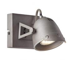 Brilliant Ka - Faretto da parete, in metallo, 5 W, in acciaio spazzolato