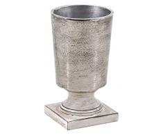 Moycor 7591202 - Vaso con Base Sheva Piccolo in Legno Sbiancato e Argentato, 11x11x20