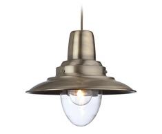 Firstlight 8645AB - Lampadario a sospensione Fishermans, E27, attacco a vite Edison, 60 Watt Ottone antico
