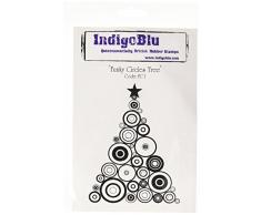 IndigoBlu Christmas Cling Mounted Rubber Stamp Sheet-Funky Cerchi Albero di Natale