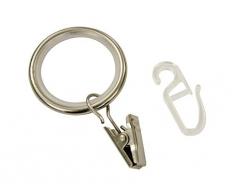 Gardinia Anello per Tenda con Inserto Scorrevole, Clip e Gancio Pieghevole, Ã 19 mm Acciaio Inox, Confezione da 10 pz, Metallo Effetto, unitÃ