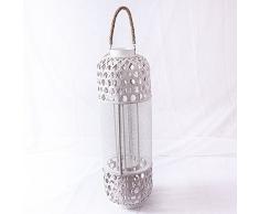 DiKasa Lanterna Bamboo Metallo Bianca Traforata Diametro CM 24X76H