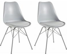 LifeStyleDesign 58888298 - Sedia Landon, in Metallo, Grigio, 48 x 55 x 85 cm