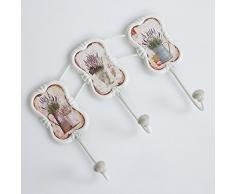 DiKasa Home Appendino 3 Ganci Shabby, Metallo, Multicolore, 5x28x22 cm