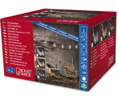 Konstsmide 4128-800 / Catena di luci LED con 8 Lanterne di Tempesta Color Oro / 8 diodi Bianco Caldo / 24VÂ trasformatore da Esterno/Cavo Trasparente