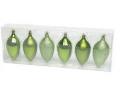 Festive Productions Ltd - Palline assortite per Albero di Natale, infrangibili, 110 mm, Confezione da 6, Colore: Verde