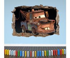 Wall Decor 247 3D Cars Mater - Adesivo da Parete per Camera da Letto per Ragazzi e Ragazze, Motivo: Paesaggio Medio, 50 cm (Larghezza) x 35 cm (Altezza).