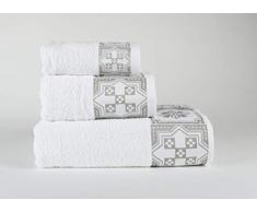 ForenTex - Set di 3 Asciugamani Cosmo Multiuso Basic assorbenti per Bagno, Palestra, Spiaggia, Piscina, 100% Cotone, Colore: Bianco, Set 30 x 50,50 x 100,100 x 150 cm 3