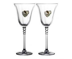 Crystaljulia 02080 - Set di bicchieri da vino per matrimonio, in cristallo al piombo, colore: Trasparente