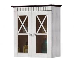 LifeStyleDesign - Armadietto pensile Rico a 1 Anta, in Legno, Bianco/Avana, 60 x 30 x 66 cm