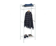 Relaxdays Stand appendiabiti SANDRA con mensola inferiore per scarpe, metallo HxLxP: 166 x 60,5 x 38 cm, bianco-grigio