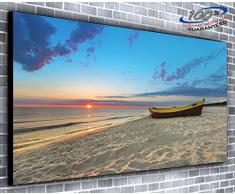 Ltd Canvas35Â Beach Boat Panoramic Soggiorno Camera da Letto Parete Stampa Artistica con Scegli la Tua Misura (139,7Â x 35,6Â cm), Tela, Multi-Colour, 91 X 38 X 4 inch