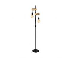 EGLO Townshend illuminazione da pavimento Nero, Legno E27