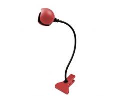 Sulion Clap Lampada da scrivania, Finitura in Rosso con Clip di Fissaggio e Porta USB 3 W, Nero, 33 x 1 x 36 cm