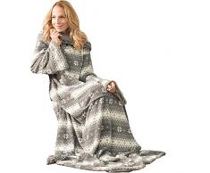 CelinaTex Schneestern Coperta per Le Maniche, Poliestere, Grigio e Bianco Crema, 170 cm x 200 cm Ãrmeldecke