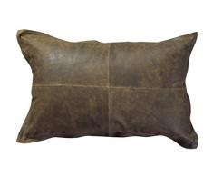 Jute & Co. Cuscino in Vera Pelle, 35 x 58 cm, Marrone