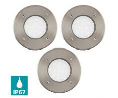 Eglo - Set di 3 faretti da incasso per esterni Lamedo, rotondi, in acciaio INOX, diametro 10 cm