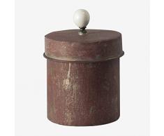 Better & Best - Scatola Rotonda in Ferro Rosso Anticato, Dimensioni 12,5 x 12,5 x 16,5 cm, Materiale: Metallo, Vino, Taglia Unica