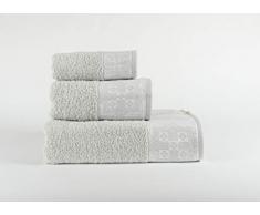 ForenTex - Set di 3 Asciugamani Cosmo Multiuso Basic assorbenti per Bagno, Palestra, Spiaggia, Piscina, 100% Cotone, Grigio, Set 30 x 50,50 x 100,100 x 150 cm 3