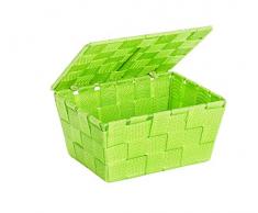 Wenko Adria - Cestino portaoggetti con Coperchio, in Polipropilene, 19 x 10 x 14 cm, Plastica, Verde, 19 x 10 x 14 cm